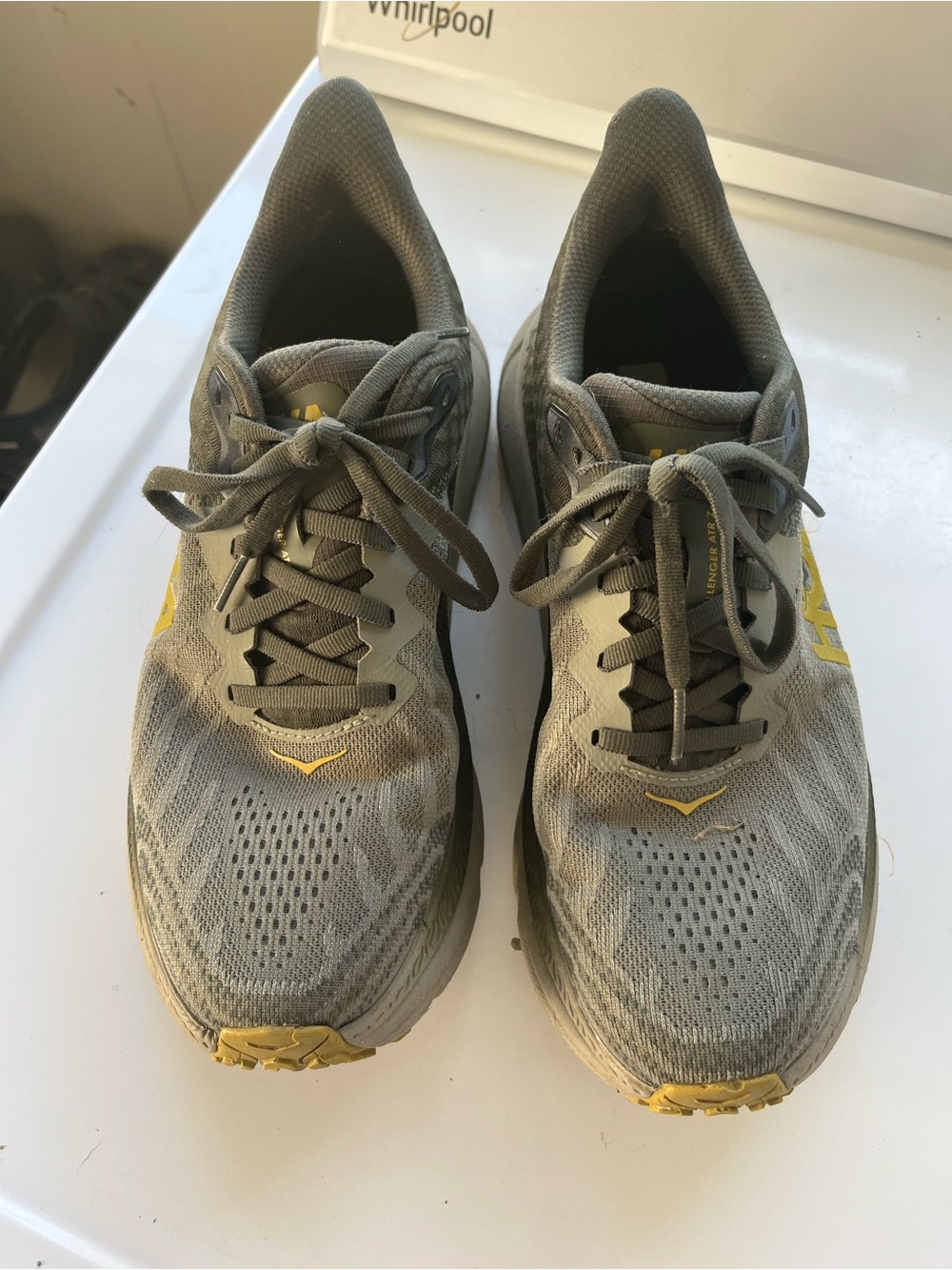 Hoka Men's Grey and Yellow Athletic Running Shoes